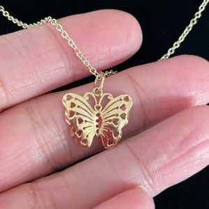 14k Yellow Gold Butterfly Charm Pendant